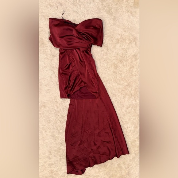 NWOT Katie‎ May Miss Jenn Draped Strapless Statement Mini Dress Size M Bordeaux - Picture 5 of 8